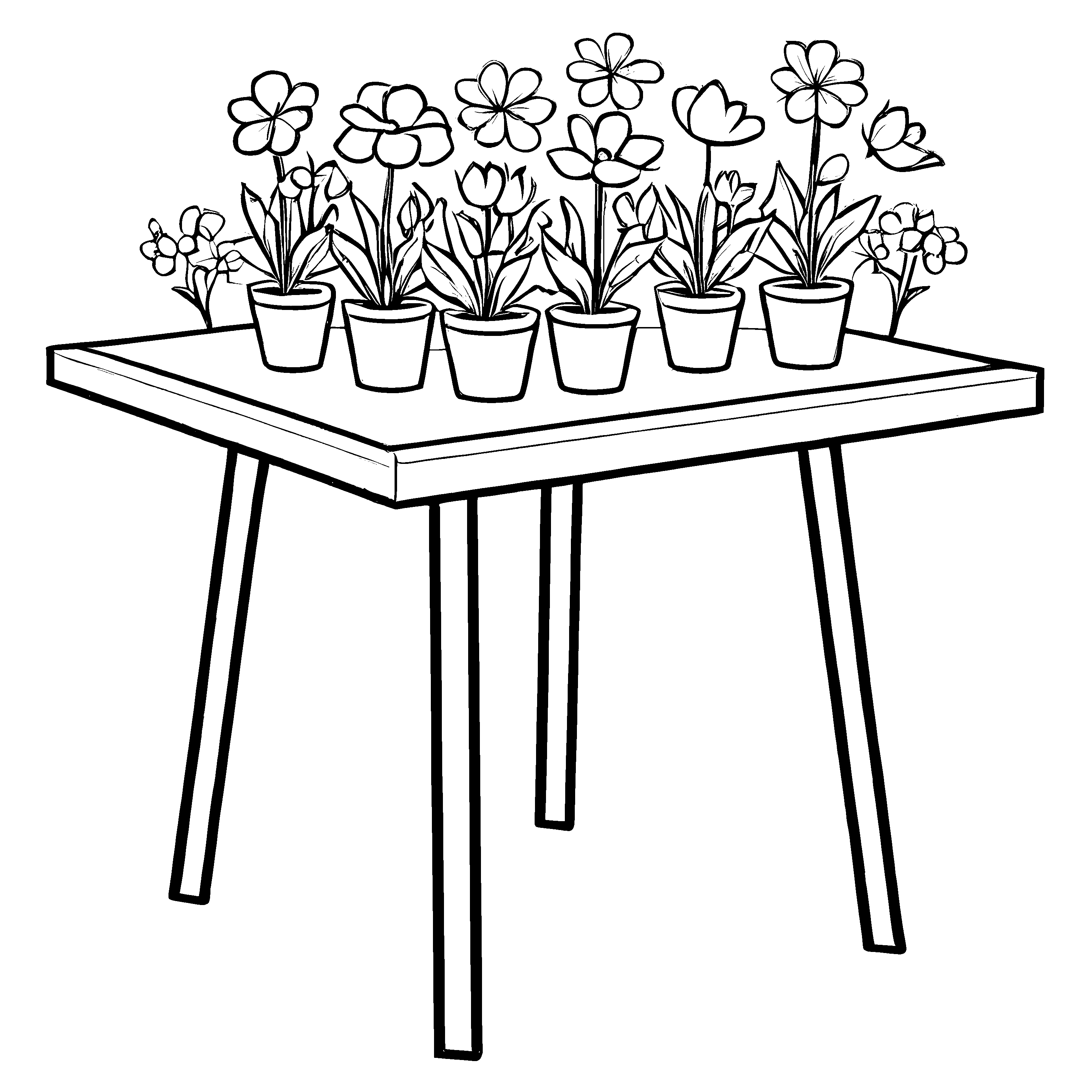 Interessantes Gartentische-Ausmalbild zum fantasievollen Ausmalen