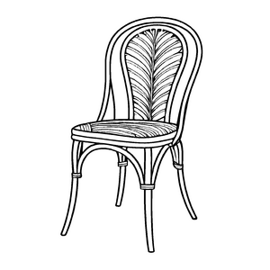 Bezaubernder Designerstuhl mit Blätter-Muster Malvorlage für kleine Einrichtungstalente