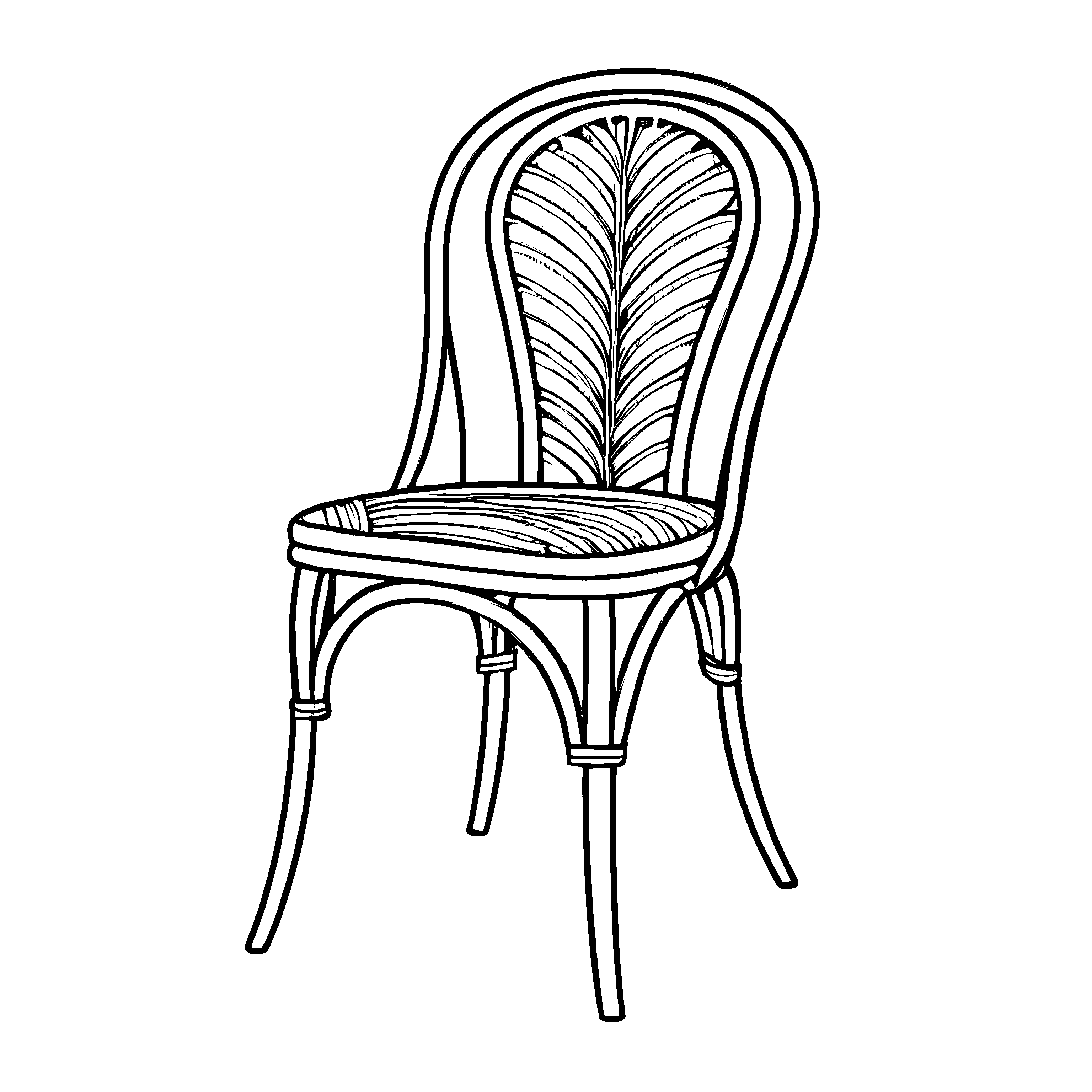 Bezaubernder Designerstuhl mit Blätter-Muster Malvorlage für kleine Einrichtungstalente