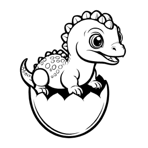Niedlicher Pachycephalosaurus schlüpft aus seinem Ei Malvorlage für kleine Dino-Forscher