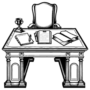 Schöner Tisch mit geheimnisvollen Büchern und Vase Ausmalbild für neugierige Entdecker