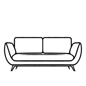 Gemütliche Zwei-Sitzer Couch im klaren Design Ausmalvorlage für entspannte Raumgestalter