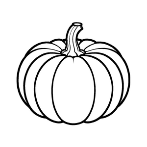 Kreativer Kürbis mit feinen Linien und Blättern Malvorlage für kleine Herbstentdeckerinnen