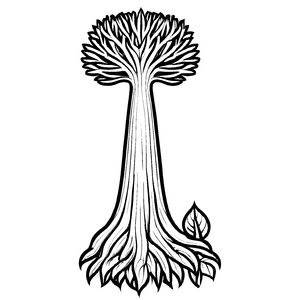 Mysteröser Topinambur neben zartem Baum Ausmalbild für künstlerische Naturfreunde
