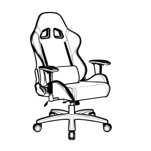 Ergonomischer Gaming-Stuhl mit praktischem Fußstützen Ausmalbild für enthusiastische Spieleschmiede und kreative Visionäre