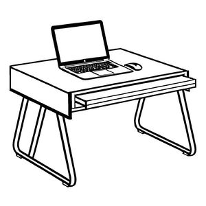 Beeindruckender Schreibtisch mit Laptop und Zubehör Ausmalbild für neugierige Entdecker