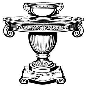 Bezaubernder antiker Tisch mit majestätischem Vase-Bowl-Bestand Ausmalvorlage für kleine Geschichtenerzähler