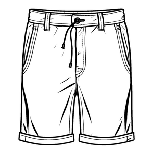 Elegante Herren-Shorts mit schickem Bänder-Design Ausmalbild für stilbewusste junge Abenteurer!