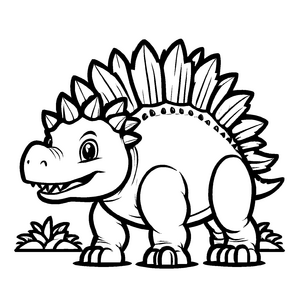 Witziger Stegosaurus mit strahlendem Lächeln Ausmalmotiv für neugierige Entdeckerfreunde