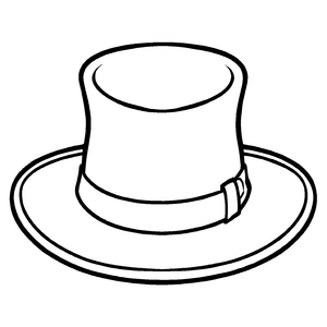 Eleganter Zylinderhut mit breiter Krempe Ausmalvorlage für stilbewusste Abenteurer