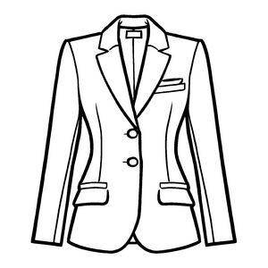 Klassischer Damen-Blazer mit eleganter Schnittführung Ausmalbild für modische Entdeckerinnen