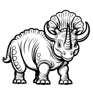 Fascinierender Triceratops in lebhaftem Urwald Ausmalvorlage für junge Dinosaurier-Entdecker