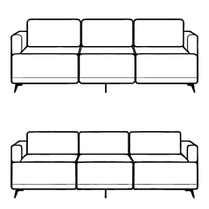 Zwei einzigartige L-förmige Sofas in Schwarz-Weiß Ausmalvorlage für neugierige Raumdesigner