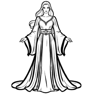 Anmutiges Sommerkleid mit schwingendem Saum Malvorlage für kreative Modeentdecker