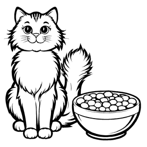 Großartiges Katzennäpfe-Ausmalbild für spannende Malzeit