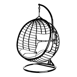 Schwebendes Hängesessel-Motiv in monochromer Farbgestaltung Ausmalvorlage für neugierige Traumfänger
