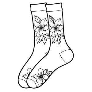 Blumige Damen-Socken mit fantasievollen Mustern Ausmalvorlage für stilvolle Entdeckerinnen
