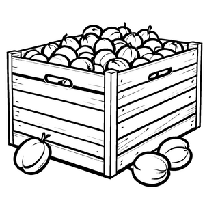 Schmackhafte Aprikosen im rustikalen Holzkasten Ausmalbild für kleine Frucht-Abenteurer