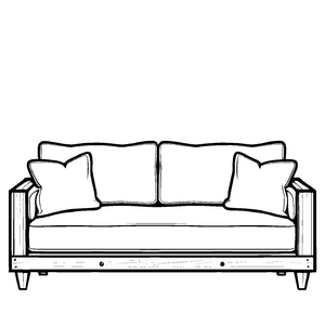 Schlichte Couch mit bequemen Kissen für fröhliche Raumschöpfer