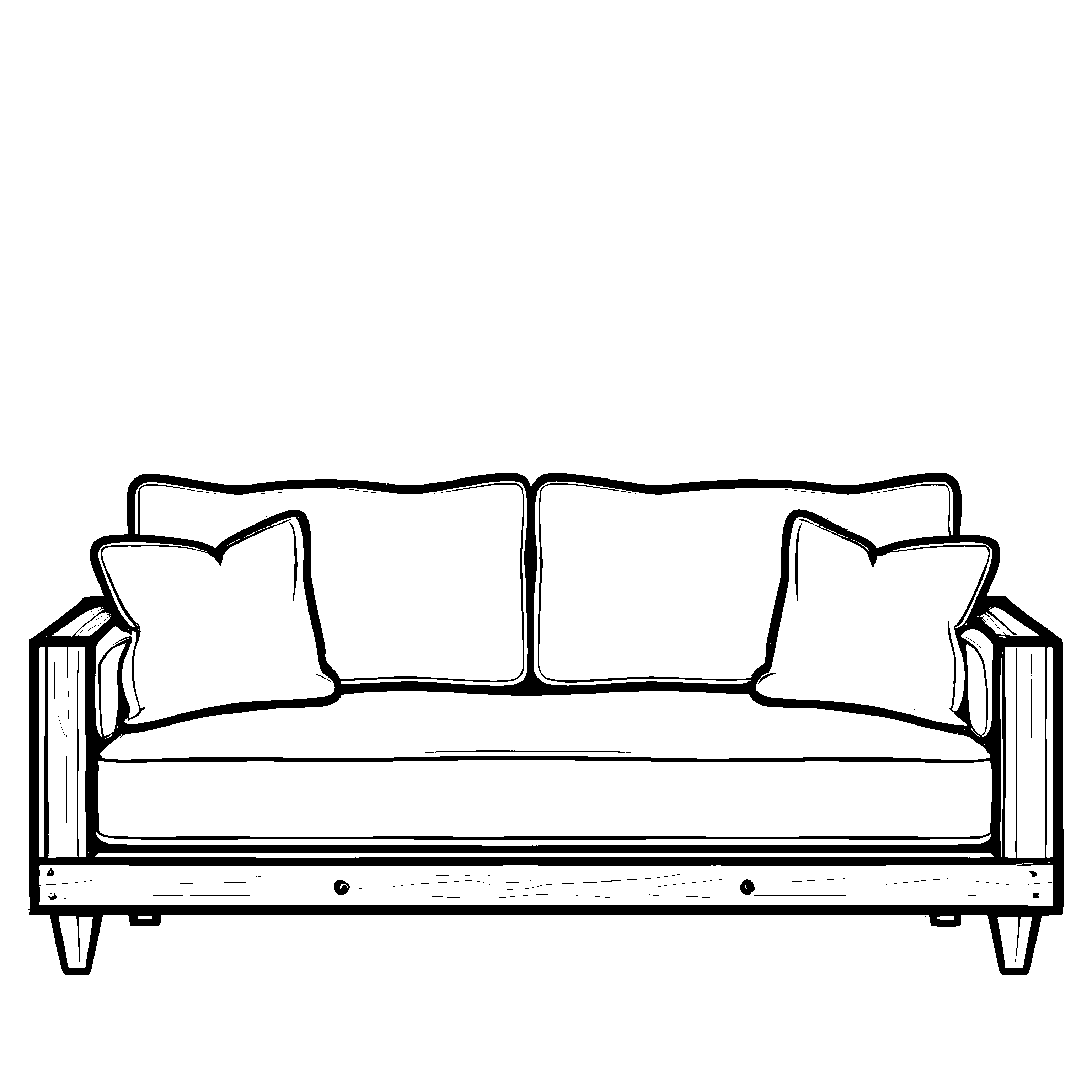 Schlichte Couch mit bequemen Kissen für fröhliche Raumschöpfer