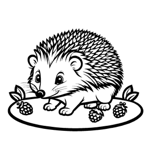 Schüchterner Igel mit saftigen Erdbeeren Malvorlage für neugierige Naturbande