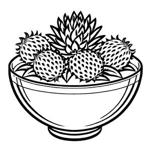 Faszinierender Rambutan in bunter Obstschale Ausmalvorlage für fruchtige Entdeckerfreunde