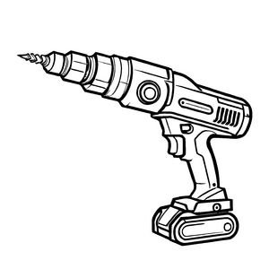 Futuristische Bohrmaschine mit spannenden Details Ausmalvorlage für kleine Handwerkerentdecker