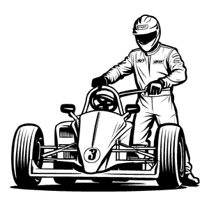 Fesselndes Go-Kart mit leidenschaftlichem Fahrer auf schneller Fahrt Ausmalvorlage für neugierige Geschwindigkeitsliebhaber
