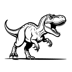 Kraftvoller Tyrannosaurus Rex mit erhobenen Armen Ausmalvorlage für furchtlose Dino-Entdecker