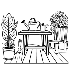Süße Gartentische-Malvorlage zum Ausmalen