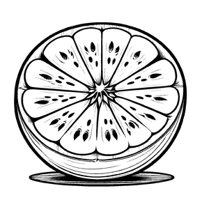 Witzige Zuckermelone mit vielen Kernen Malvorlage für fröhliche Farbenzauberer