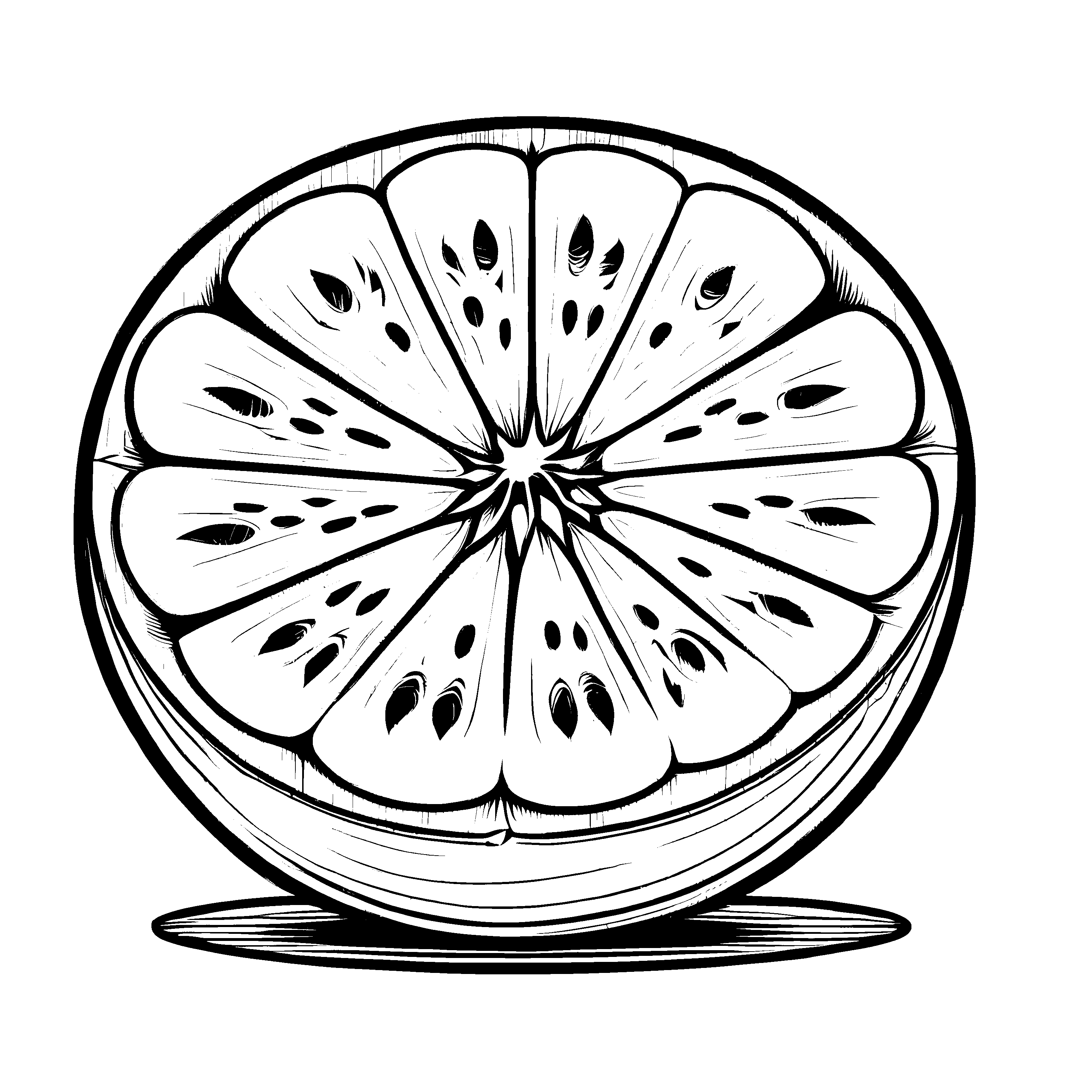 Witzige Zuckermelone mit vielen Kernen Malvorlage für fröhliche Farbenzauberer