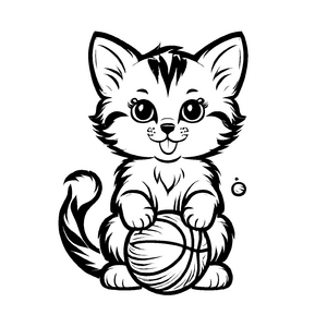 Faszinierendes Katzenspielzeug-Malbild zum fantasievollen Ausmalen
