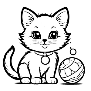 Großartige Katzenspielzeug-Ausmalvorlage zum kreativen Gestalten