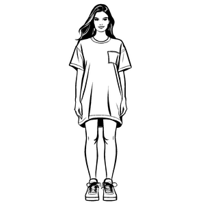 Fesselndes Damen-T-Shirt mit lockerer Passform Ausmalvorlage für stilbewusste Träumerinnen