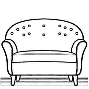 Elegante Couch mit runden Mustern Ausmalmotiv für kleine Stil-Entdecker