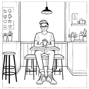 Farbenfrohe Hipster-Malvorlage für kleine Künstler