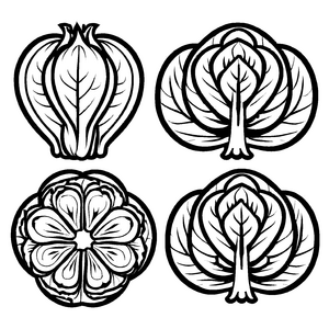 Vielfältige Rosenkohl-Motive mit besonderen Details Ausmalvorlage für kleine Künstlerträume