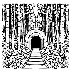 Witziges Tunnel-Ausmalbild für Groß und Klein