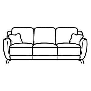 Elegantes Designer-Sofa mit zwei Kissen Malvorlage für charmante Wohnhelden und kreative Gestalter