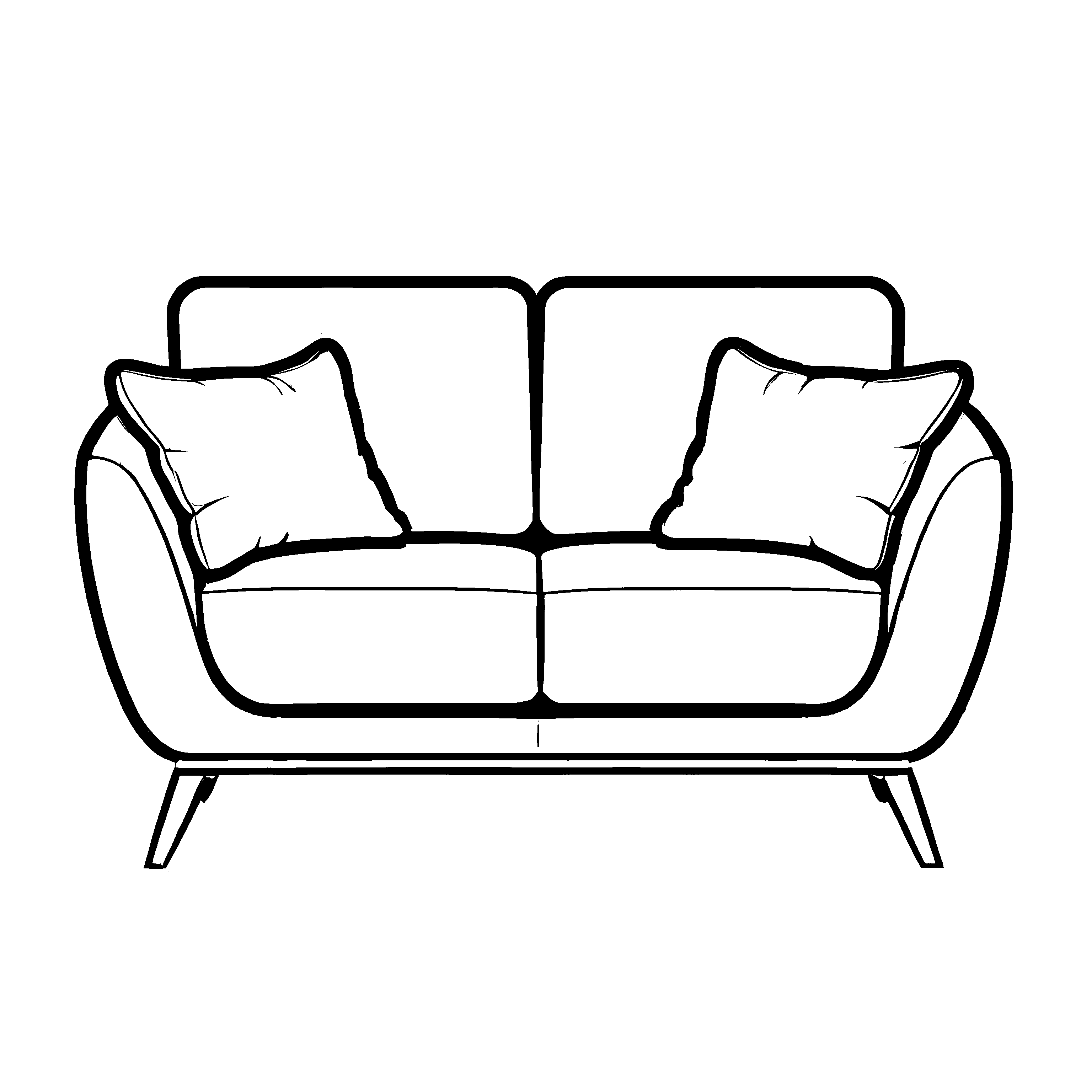 Trendy Zweisitzer-Sofa mit weichen Kissen Ausmalvorlage für einfallsreiche Einrichtungsprofis