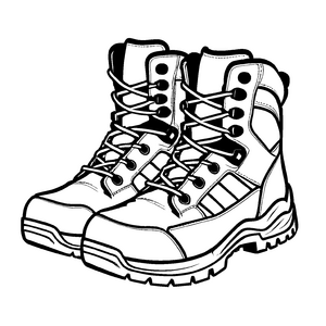 Imposanter Militärstiefel mit fesselnder Schnürung Ausmalmotiv für abenteuerlustige Entdecker