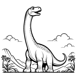 Faszinierender Diplodocus in tropischem Dschungel Ausmalbild für kleine Entdecker mit Abenteuergeist