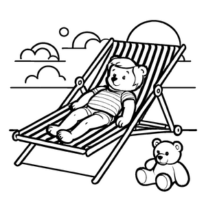 Magische Strandliegen-Malvorlage für Kinder