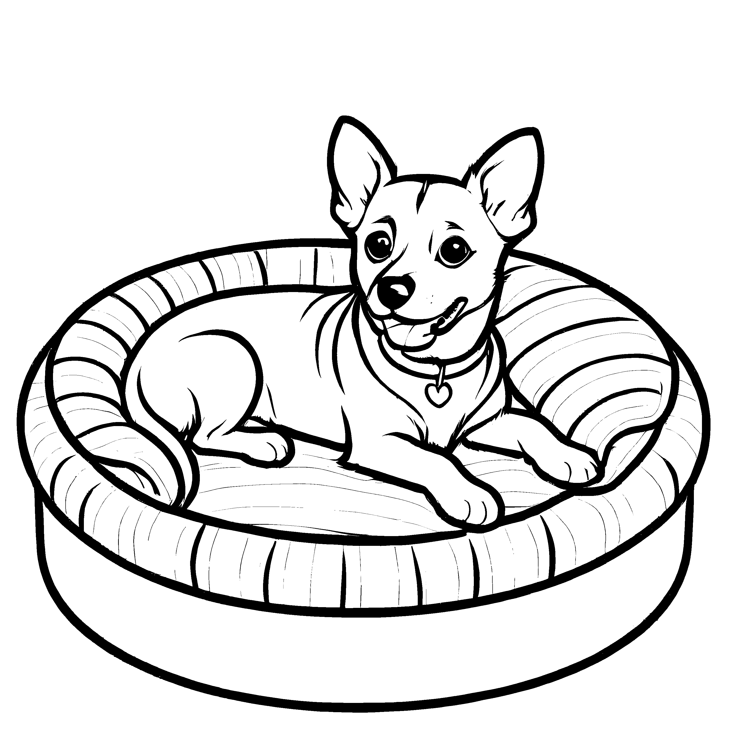 Süßes Hundekörbchen-Bastelmotiv für kleine Künstler