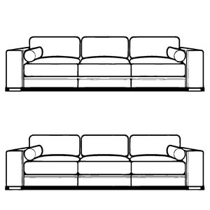 Stilvolles Designer-Sofa im minimalistischen Look Ausmalvorlage für kreative Einrichtungsabenteuerlustige