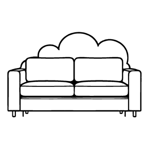 Schlichte Couch mit luftigen Wolkenmustern Bastelmotiv für phantasievolle Gestalter