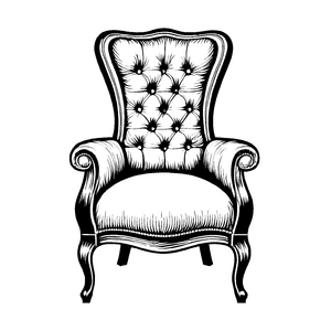 Bezaubernder Ohrensessel mit eleganten Mustern Ausmalvorlage für fantasievolle Innenarchitekten