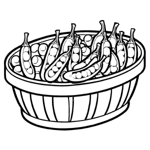 Spritzige Edamame-Schoten in klassischer Schüssel Ausmalbild für neugierige Gourmet-Entdecker