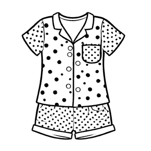 Schickes Damen-Pyjama mit fröhlichen Punkten Ausmalvorlage für fantasievolle Nachtschwärmer